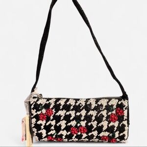 Black and White Houndstooth Bag with Cherrys